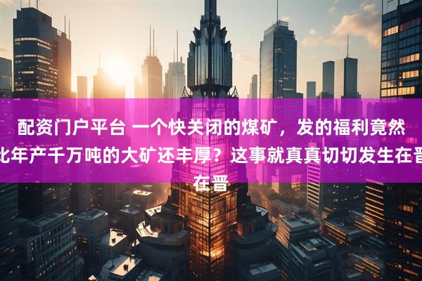 配资门户平台 一个快关闭的煤矿，发的福利竟然比年产千万吨的大矿还丰厚？这事就真真切切发生在晋